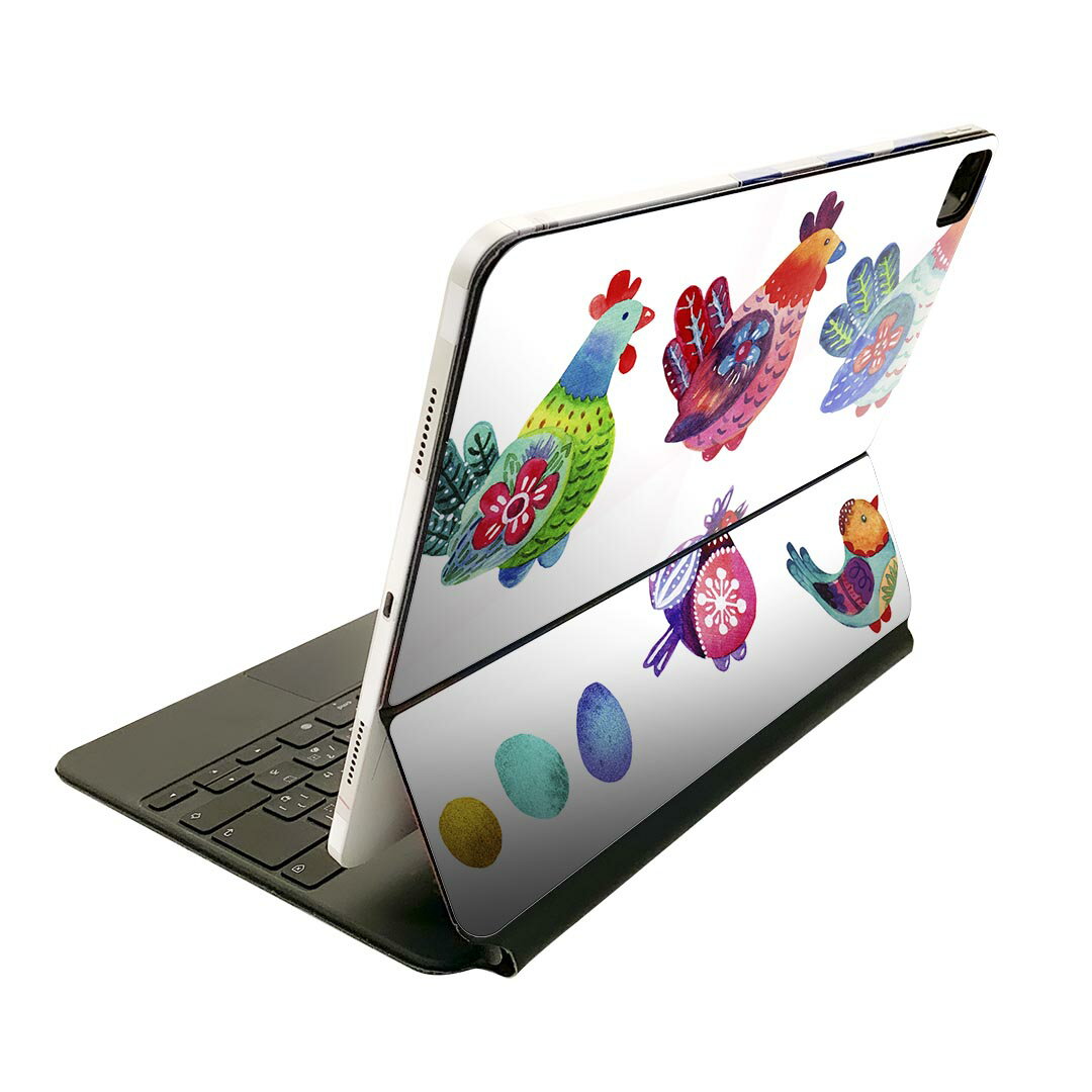 Magic Keyboard 12.9インチ iPad Pro（第4世代、第5世代、第6世代）対応 apple アップル アイパッド　全面スキンシール フル 前面　背面 保護シール 人気 015319 1 イースター たまご とり ケーキ パステル