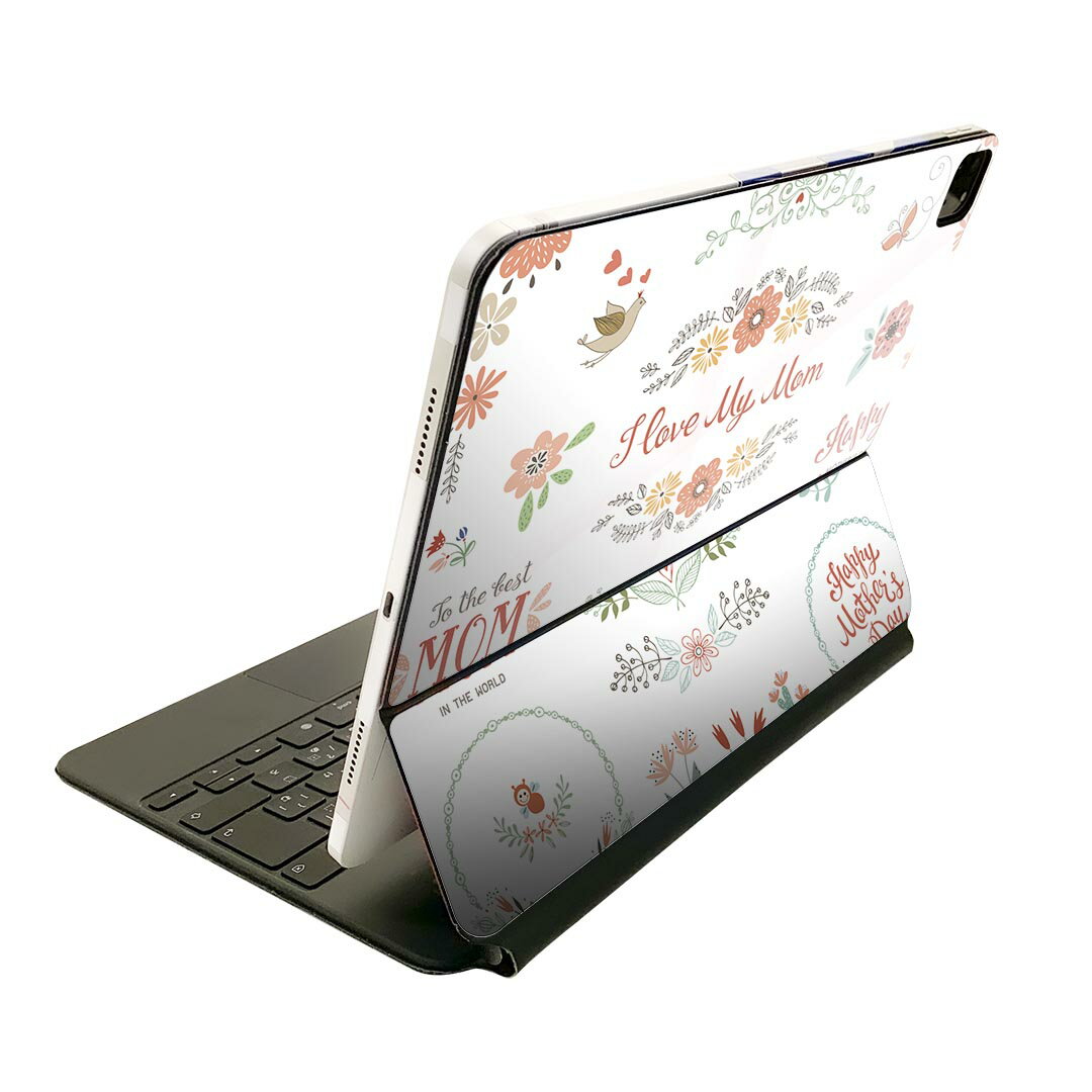 Magic Keyboard 用 スキンシール 11インチ iPad Pro用 第1-4世代 iPad Air 第4-5世代 対応 全面スキンシール フル 前面 背面 保護シール 人気 015337 1 母の日 バラ 花 母 カーネーション 英字