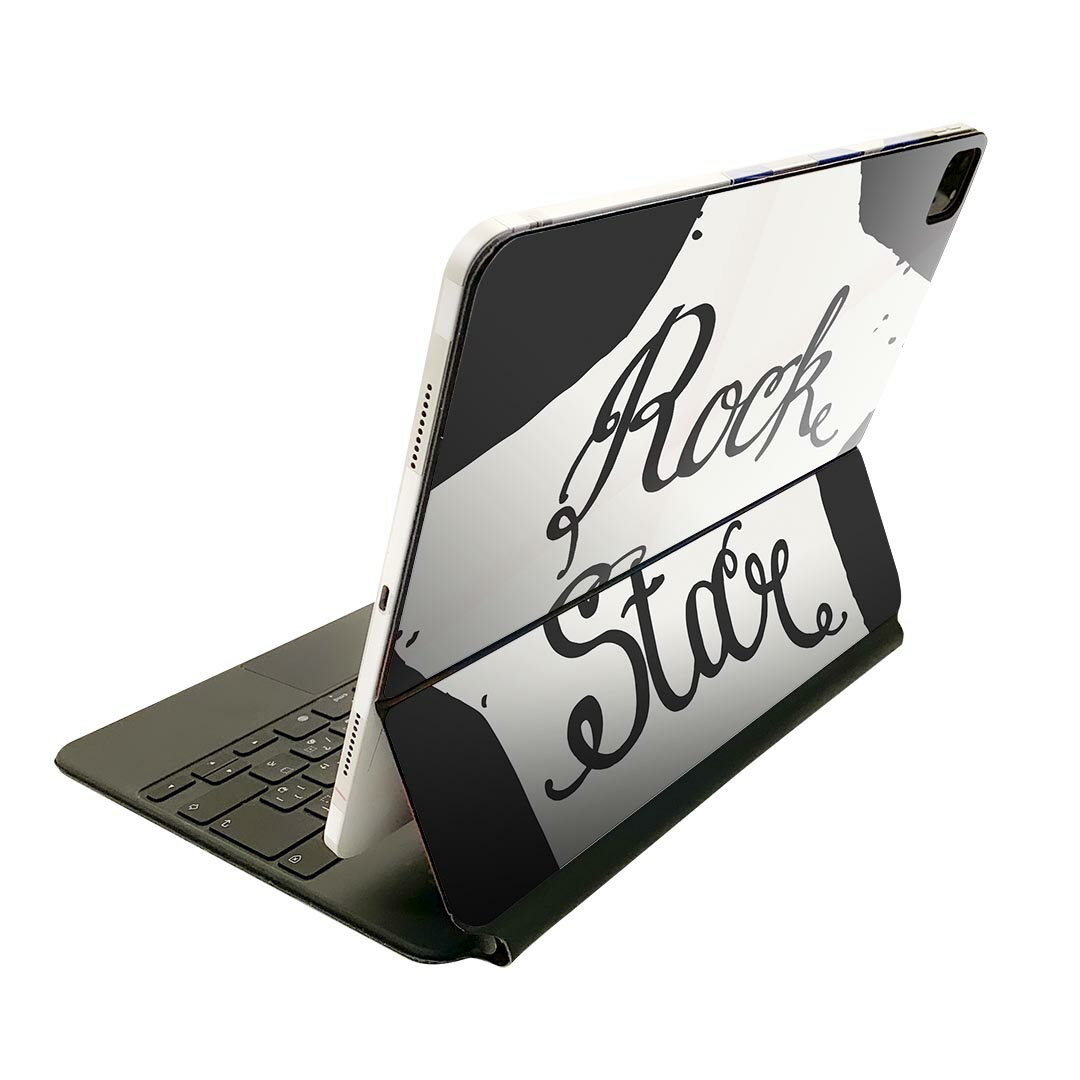 Magic Keyboard 12.9インチ iPad Pro（第4世代、第5世代、第6世代）対応 apple アップル アイパッド 全面スキンシール フル 前面 背面 保護シール 人気 015350 星 モノクロ 英字