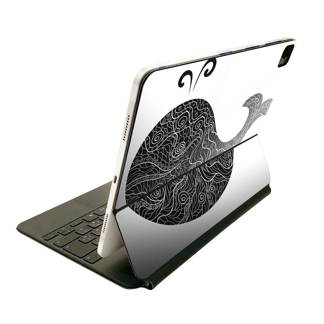 Magic Keyboard 用 スキンシール 11インチ iPad Pro用 第1-4世代 iPad Air 第4-5世代 対応 全面スキンシール フル 前面 背面 保護シール 人気 015365 くじら　モノクロ　海