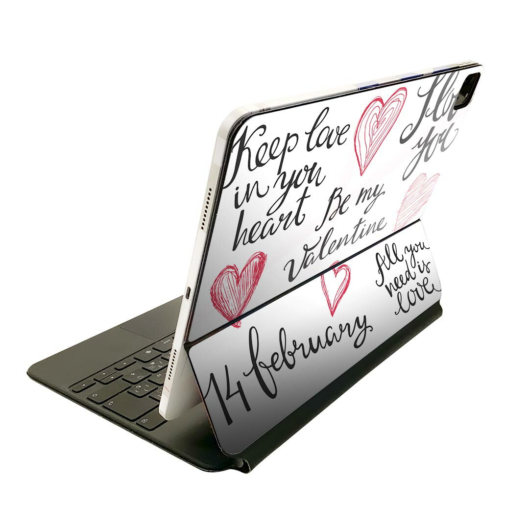 Magic Keyboard 用 スキンシール 11インチ iPad Pro用 第1-4世代 iPad Air 第4-5世代 対応 全面スキンシール フル 前面 背面 保護シール 人気 015369 英字 ハート かわいい