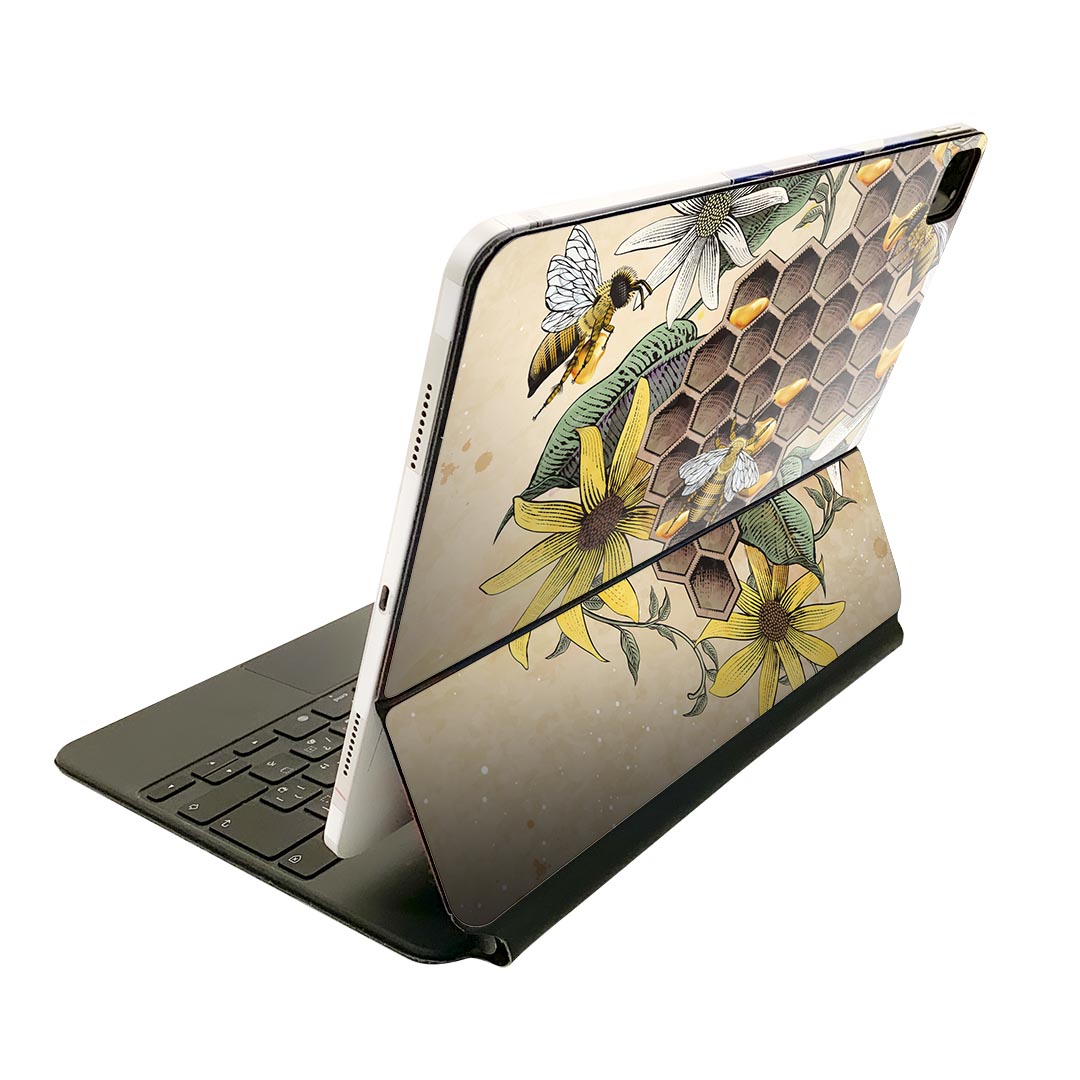 Magic Keyboard 12.9インチ iPad Pro（第4世代、第5世代、第6世代）対応 apple アップル アイパッド 全面スキンシール フル 前面 背面 保護シール 人気 花 ひまわり 蜂 昆虫 植物 015760