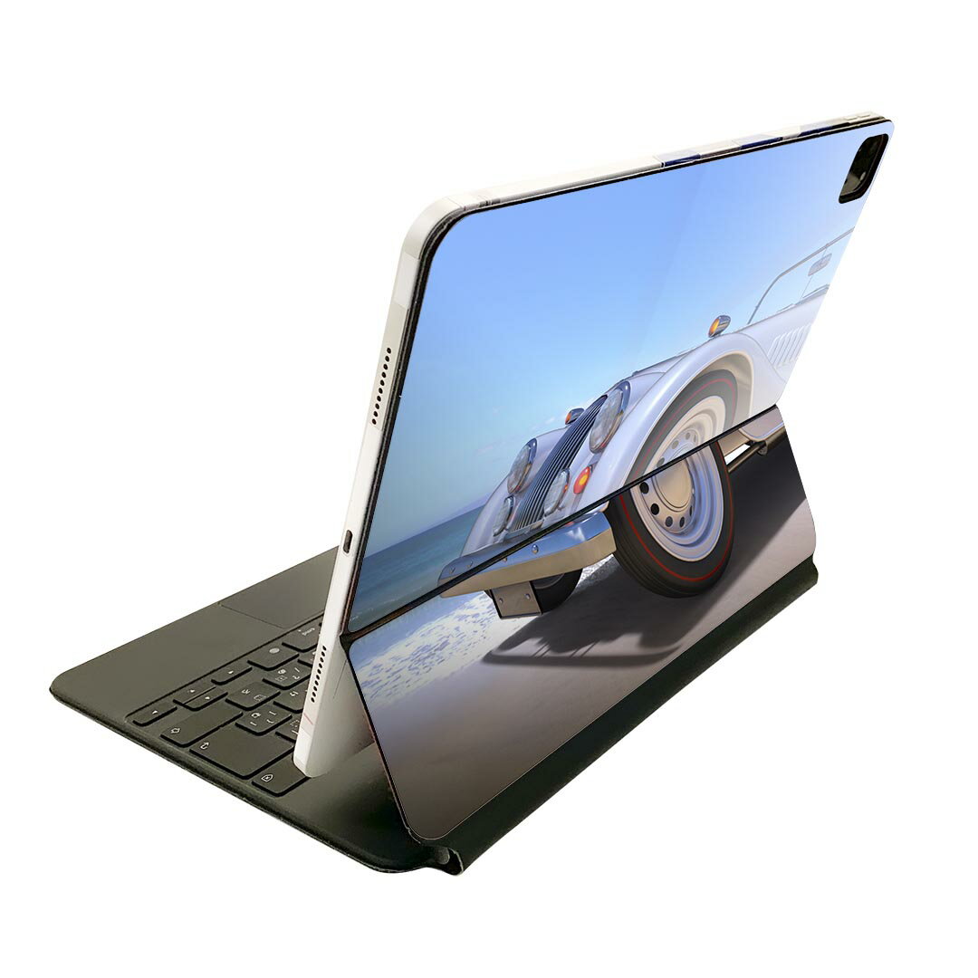 Magic Keyboard 12.9インチ iPad Pro（第4世代、第5世代、第6世代）対応 apple アップル アイパッド 全面スキンシール フル 前面 背面 保護シール 人気 車　海　砂浜 016173