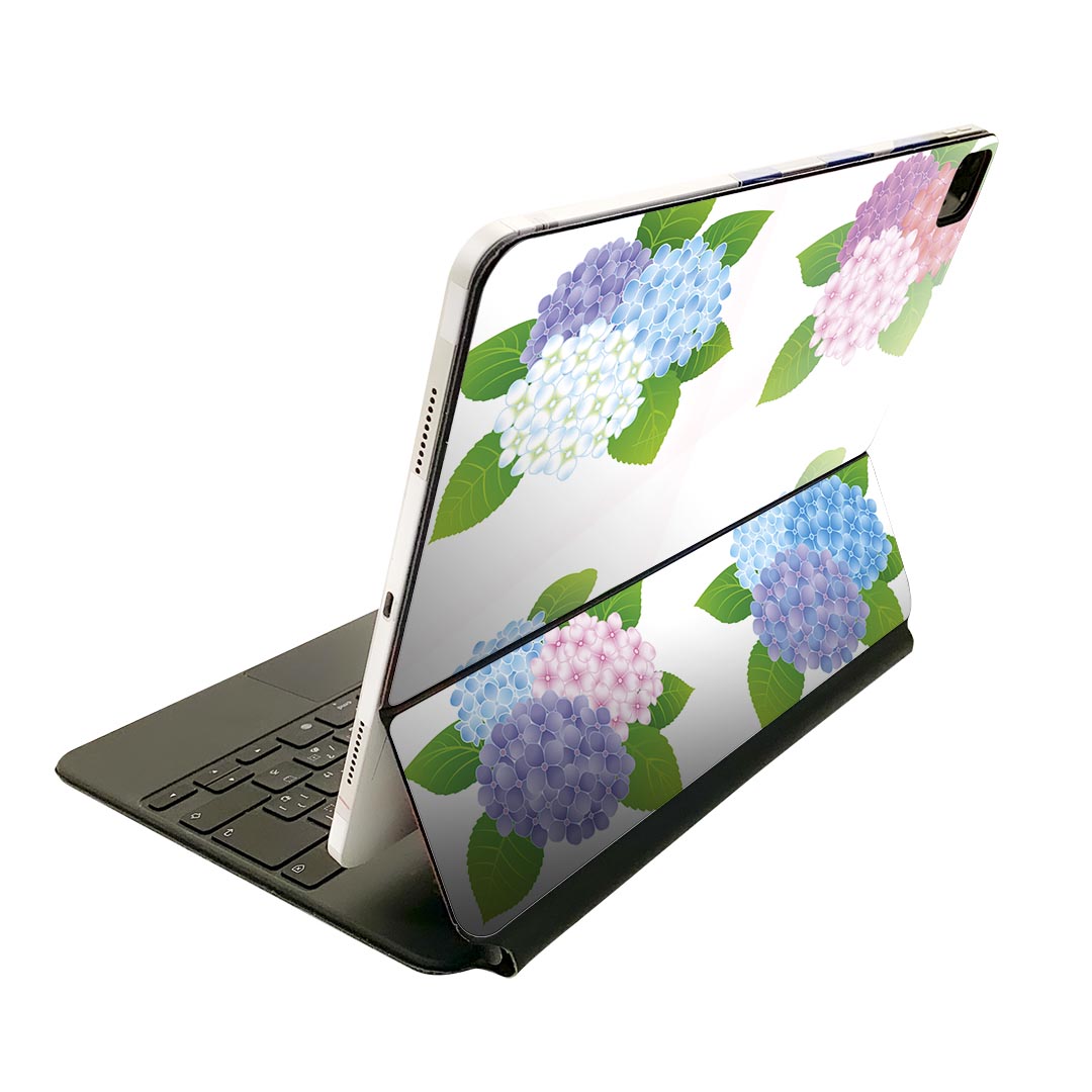 Magic Keyboard 用 スキンシール 11インチ iPad Pro用 第1-4世代 iPad Air 第4-5世代 対応 全面スキンシール フル 前面 背面 保護シール 人気 016345 あじさい　梅雨　花