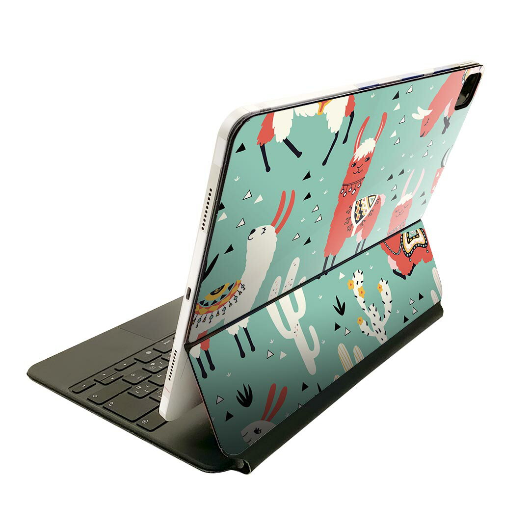 乐天商城 - Magic Keyboard 用 スキンシール 11インチ iPad Pro用 第1-4世代 iPad Air 第4-5世代 対応 全面スキンシール フル 前面 背面 保護シール 人気 016413 アルパカ　サボテン