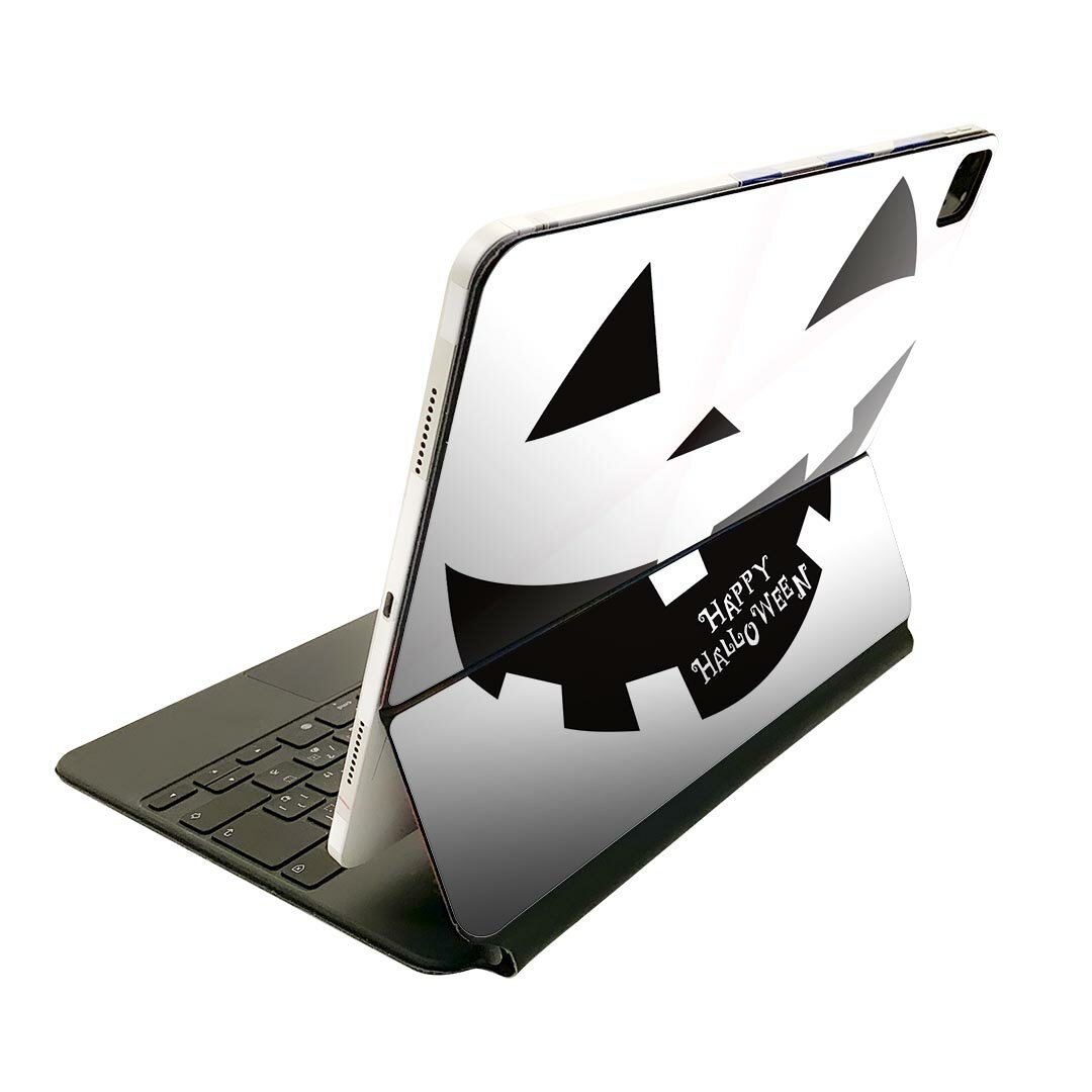 Magic Keyboard 12.9インチ iPad Pro（第4世代、第5世代、第6世代）対応 apple アップル アイパッド　全面スキンシール フル 前面　背面 保護シール 人気 017433 ハロウィン　 顔　かぼちゃ　パンプキン