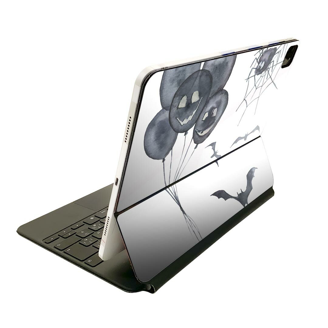 Magic Keyboard 用 スキンシール 11インチ iPad Pro用 第1-4世代 iPad Air 第4-5世代 対応 全面スキンシール フル 前面 背面 保護シール 人気 017455 ハロウィン　かわいい 手書き風　風船　コウモリ