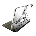 Magic Keyboard 用 スキンシール 11インチ iPad Pro用 第1-4世代 iPad Air 第4-5世代 対応 全面スキンシール フル 前面 背面 保護シール 人気 017773 女の子 女の子 白黒 自転車