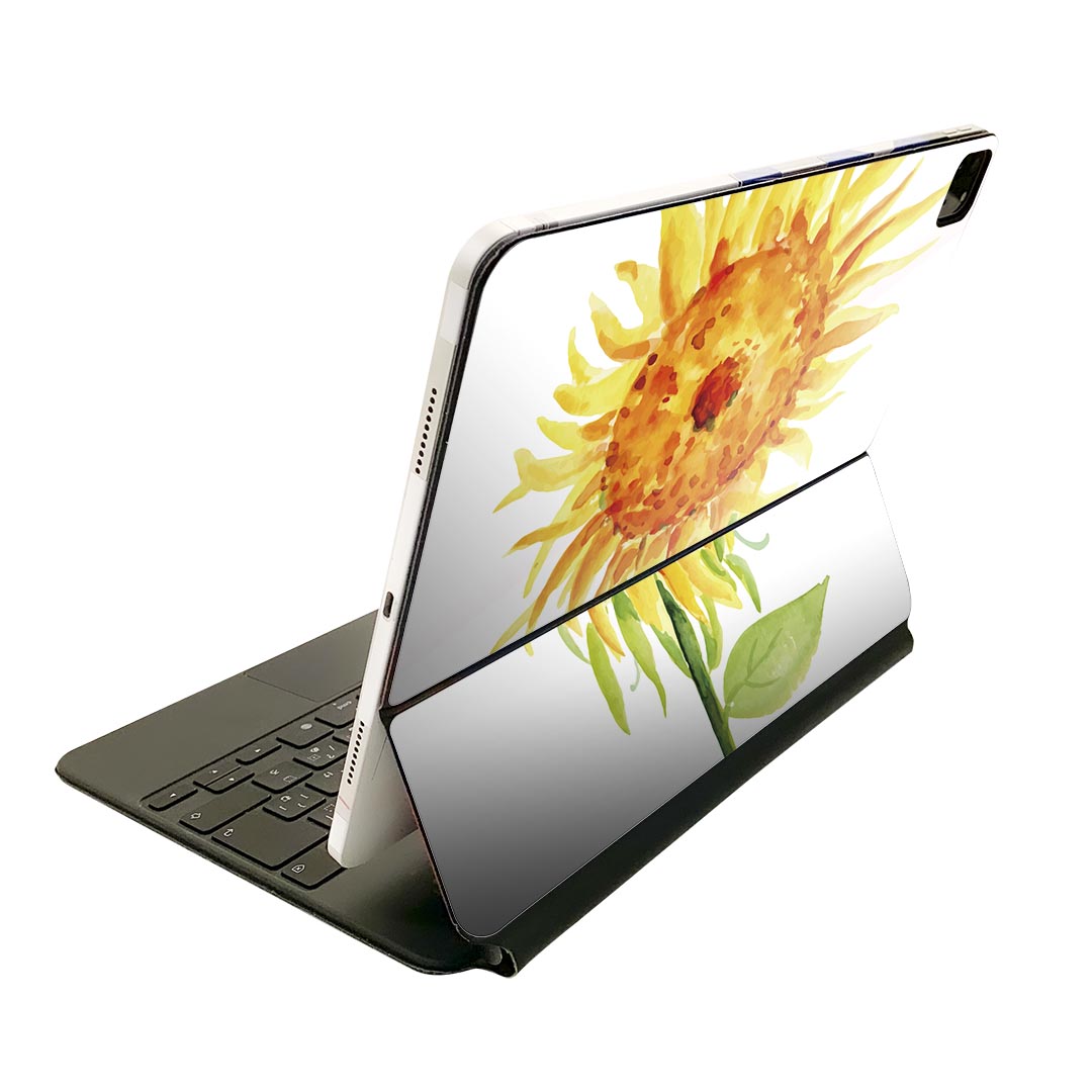 Magic Keyboard 12.9インチ iPad Pro（第4世代、第5世代、第6世代）対応 apple アップル アイパッド 全面スキンシール フル 前面 背面 保護シール 人気 ひまわり 夏 サン 017807