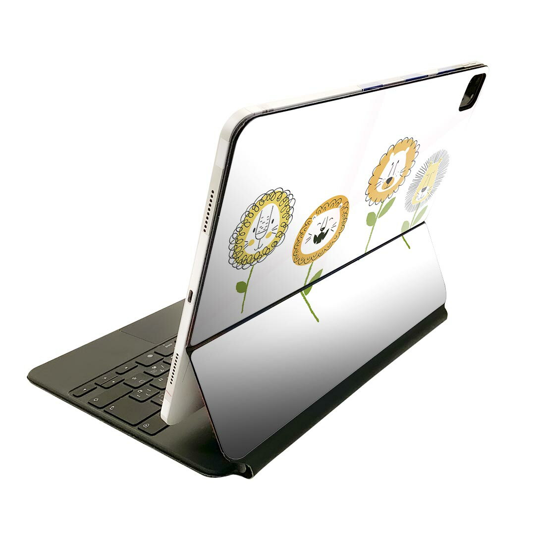 Magic Keyboard 用 スキンシール 11インチ iPad Pro用 第1-4世代 iPad Air 第4-5世代 対応 全面スキンシール フル 前面 背面 保護シール 人気 017813 夏 summer ひまわり かわいい ライオン