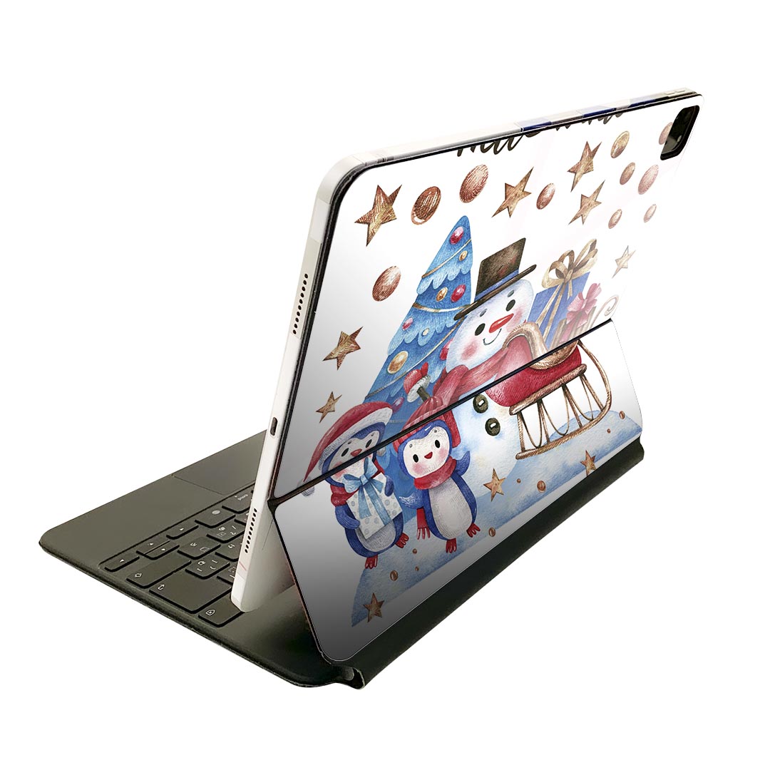 Magic Keyboard 12.9インチ iPad Pro(第4世代、第5世代、第6世代)対応 apple アップル アイパッド 全面スキンシール フル 前面 背面 保護シール 人気 017824 クリスマス 雪だるま 星 クリスマス