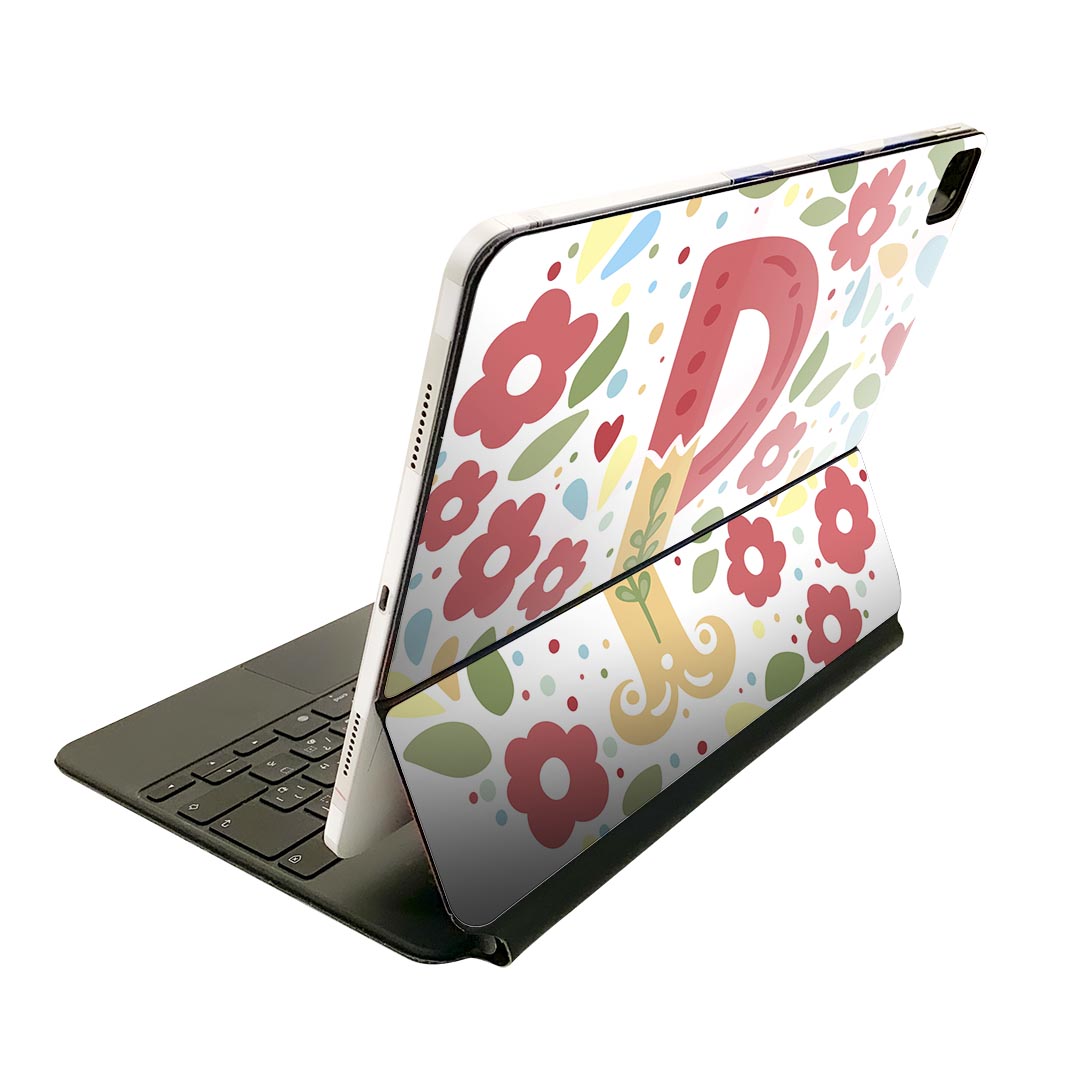 Magic Keyboard 用 スキンシール 11インチ iPad Pro用 第1-4世代 iPad Air 第4-5世代 対応 全面スキンシール フル 前面 背面 保護シール 人気 019285 フォント 文字 p アルファベット