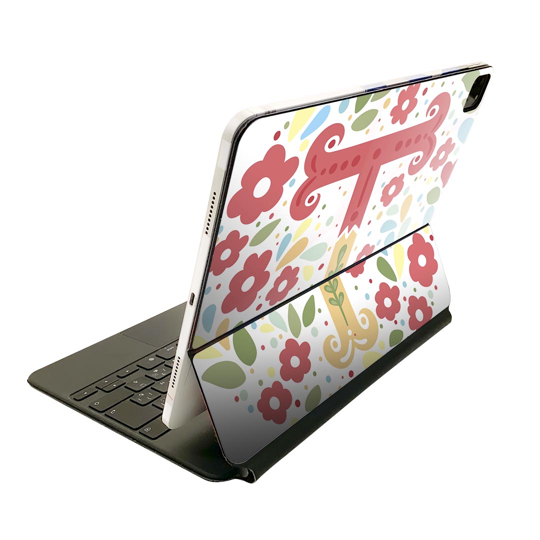 Magic Keyboard 用 スキンシール 11インチ iPad Pro用 第1-4世代 iPad Air 第4-5世代 対応 全面スキンシール フル 前面 背面 保護シール 人気 019289 フォント 文字 t アルファベット