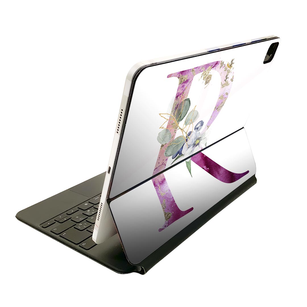 Magic Keyboard 12.9インチ iPad Pro(第4世代、第5世代、第6世代)対応 apple アップル アイパッド 全面スキンシール フル 前面 背面 保護シール 人気 019706 フォント 文字 r アルファベット