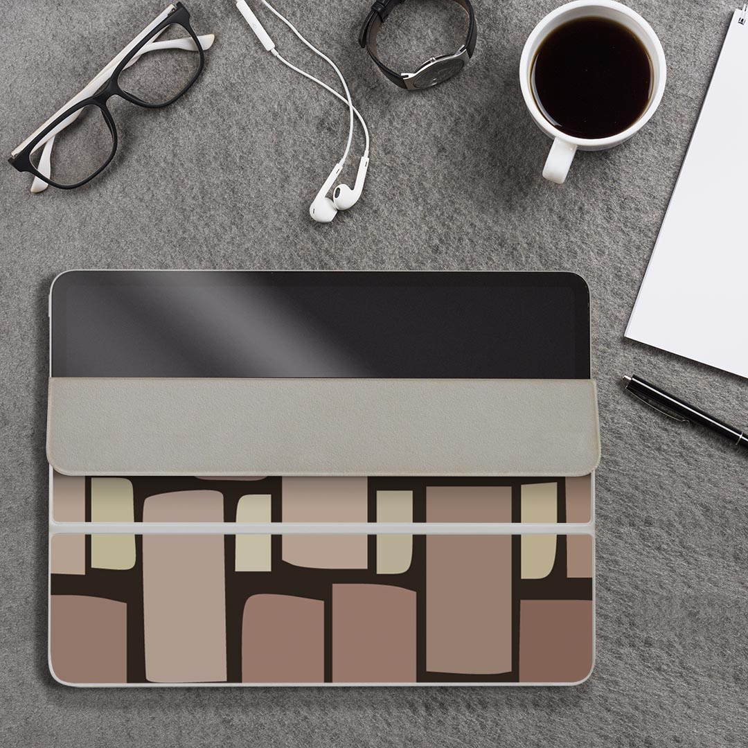 iPad Smart Folio 用 12.9インチ iPad Pro（第4世代、第5世代、第6世代）対応 apple アップル アイパッド　全面スキンシール フル 前面　背面 保護シール 人気 000365 木目 レンガ　茶色 3