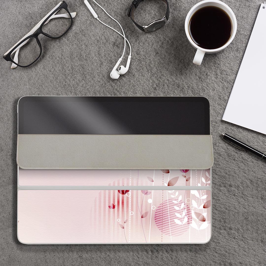 iPad Smart Folio 用 12.9インチ iPad Pro（第4世代、第5世代、第6世代）対応 apple アップル アイパッド　全面スキンシール フル 前面　背面 保護シール 人気 002005 花　　ピンク