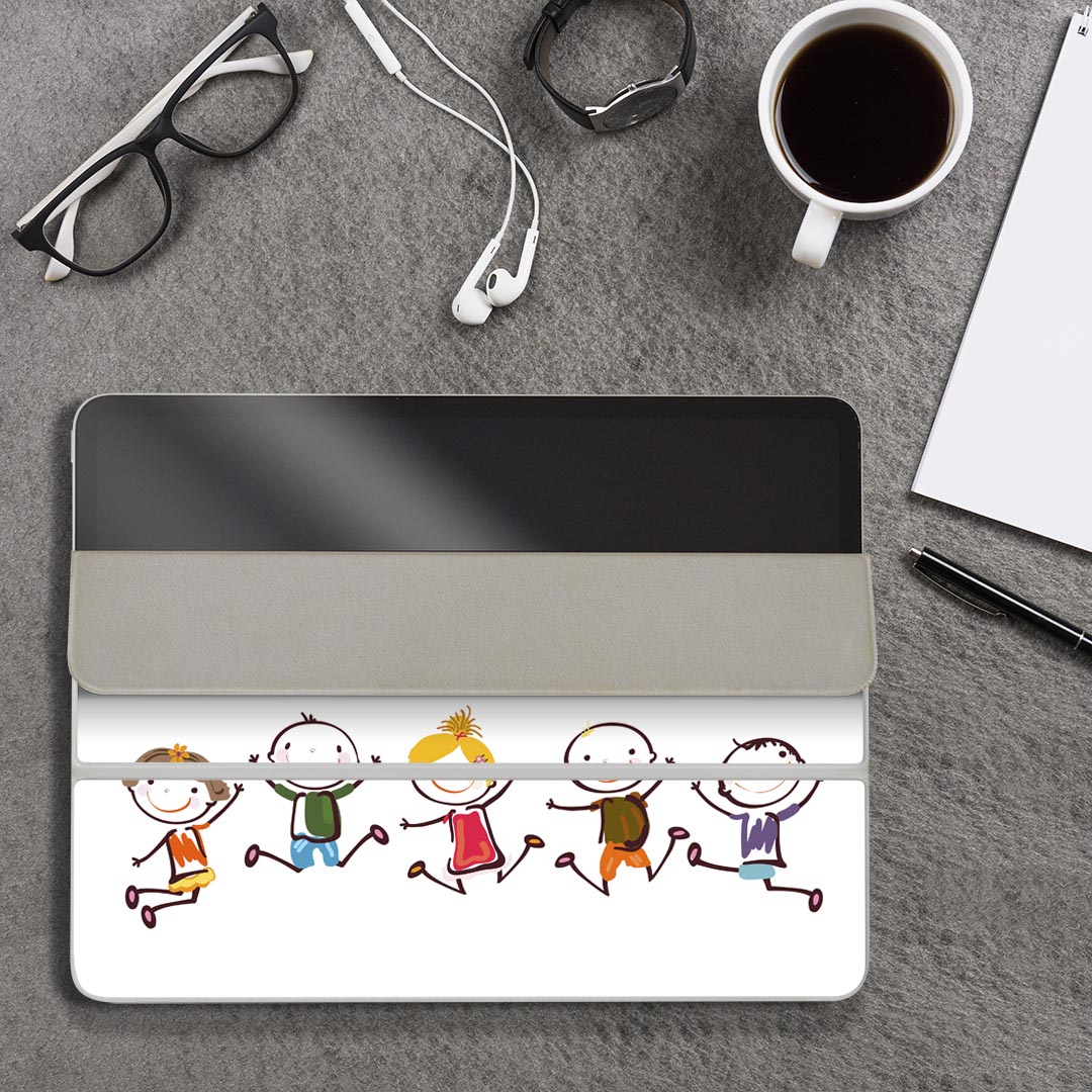 iPad Smart Folio 用 12.9インチ iPad Pro（第4世代、第5世代、第6世代）対応 apple アップル アイパッド　全面スキンシール フル 前面　背面 保護シール 人気 002608 イラスト　人物　カラフル