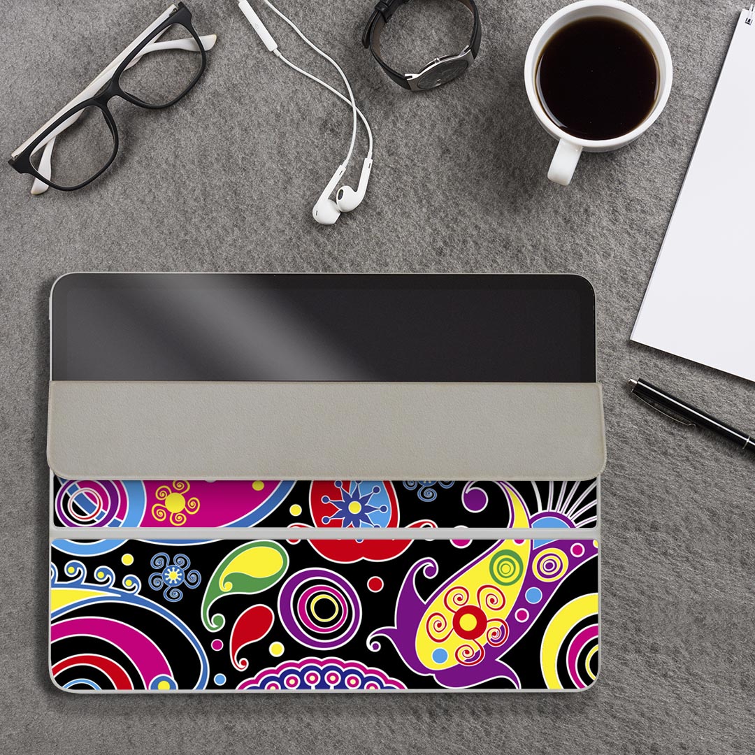 iPad Smart Folio 用 12.9インチ iPad Pro（第4世代、第5世代、第6世代）対応 apple アップル アイパッド　全面スキンシール フル 前面　背面 保護シール 人気 003722 花　　カラフル