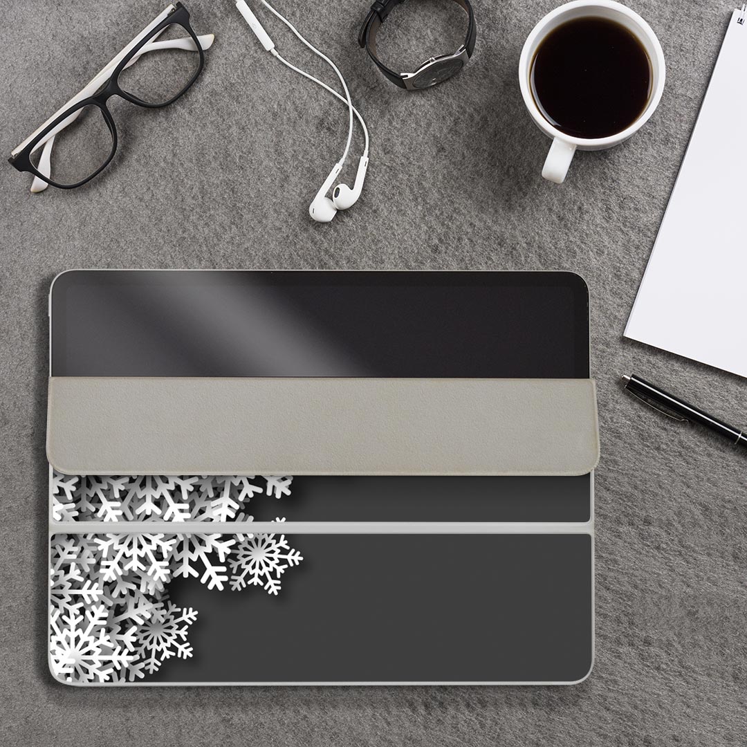 iPad Smart Folio 用 12.9インチ iPad Pro（第4世代、第5世代、第6世代）対応 apple アップル アイパッド　全面スキンシール フル 前面　背面 保護シール 人気 006308 雪　結晶