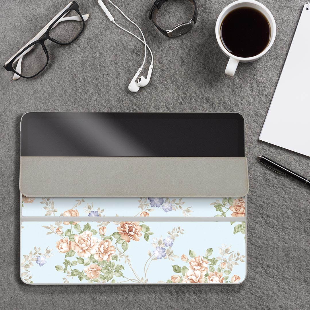 iPad Smart Folio 用 12.9インチ iPad Pro（第4世代、第5世代、第6世代）対応 apple アップル アイパッド　全面スキンシール フル 前面　背面 保護シール 人気 006881 花　　模様