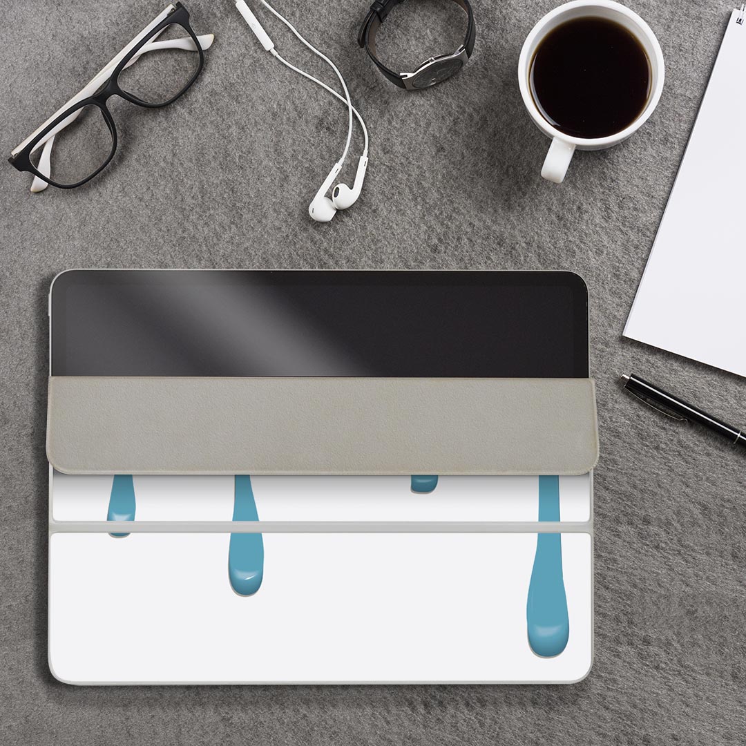 iPad Smart Folio 用 12.9インチ iPad Pro（第4世代、第5世代、第6世代）対応 apple アップル アイパッド　全面スキンシール フル 前面　背面 保護シール 人気 007422 青　ブルー　インク　ペンキ