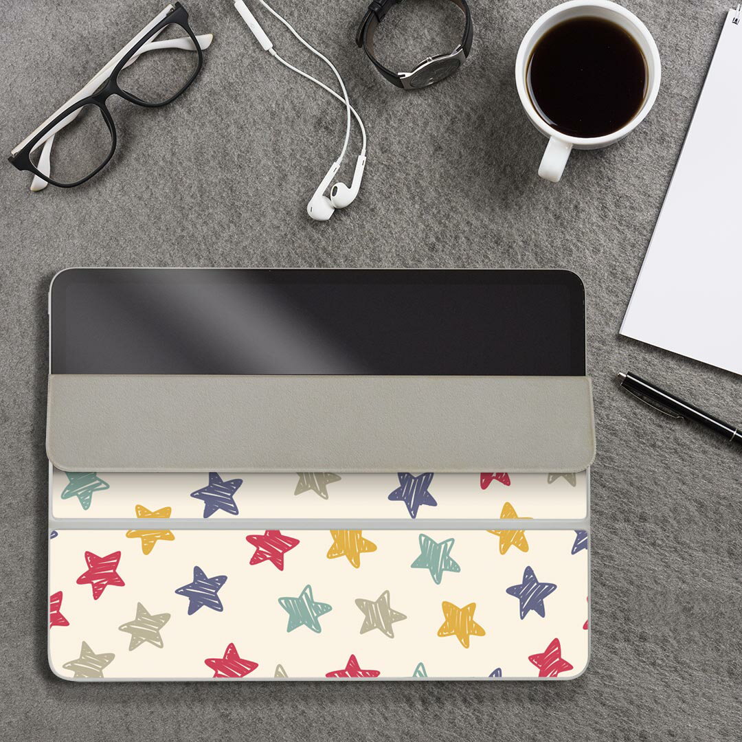 iPad Smart Folio 用 12.9インチ iPad Pro（第4世代、第5世代、第6世代）対応 apple アップル アイパッド　全面スキンシール フル 前面　背面 保護シール 人気 008872 星　スター　カラフル　模様