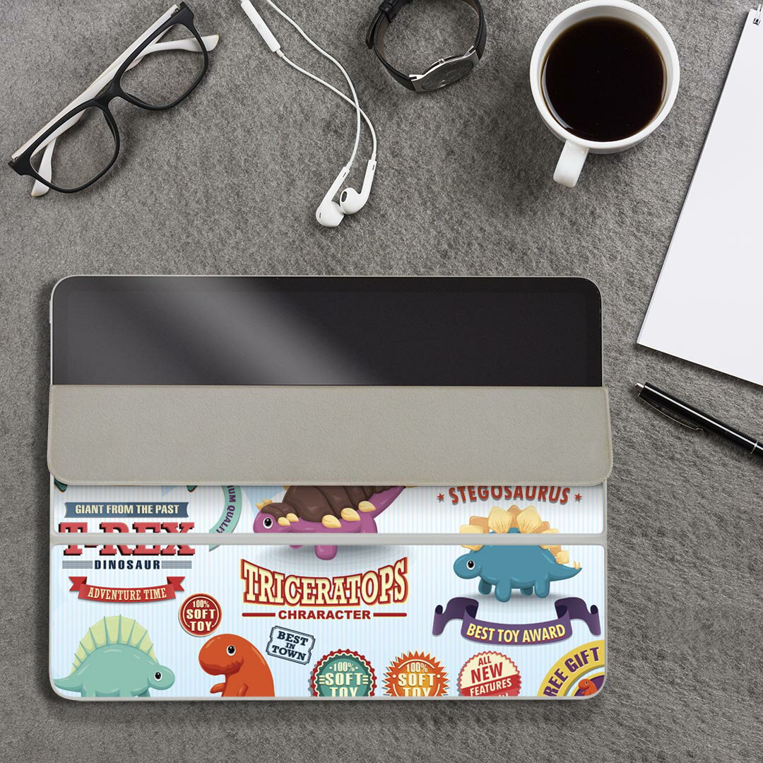 iPad Smart Folio 用 12.9インチ iPad Pro（第4世代、第5世代、第6世代）対応 apple アップル アイパッド　全面スキンシール フル 前面　背面 保護シール 人気 009691 恐竜　こども　英語