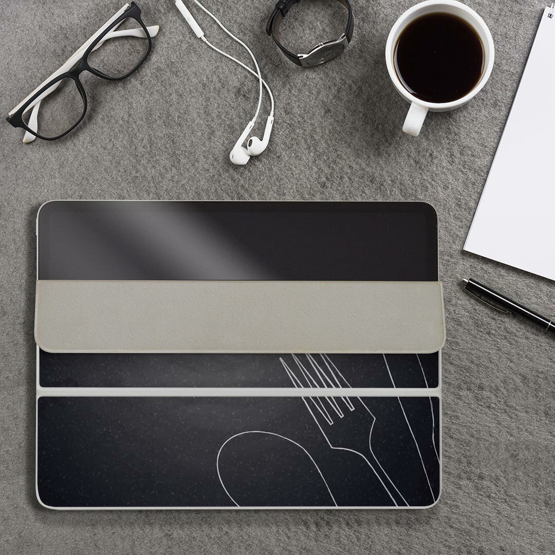 iPad Smart Folio 用 12.9インチ iPad Pro（第4世代、第5世代、第6世代）対応 apple アップル アイパッド　全面スキンシール フル 前面　背面 保護シール 人気 009902 カフェ　おしゃれ　黒板