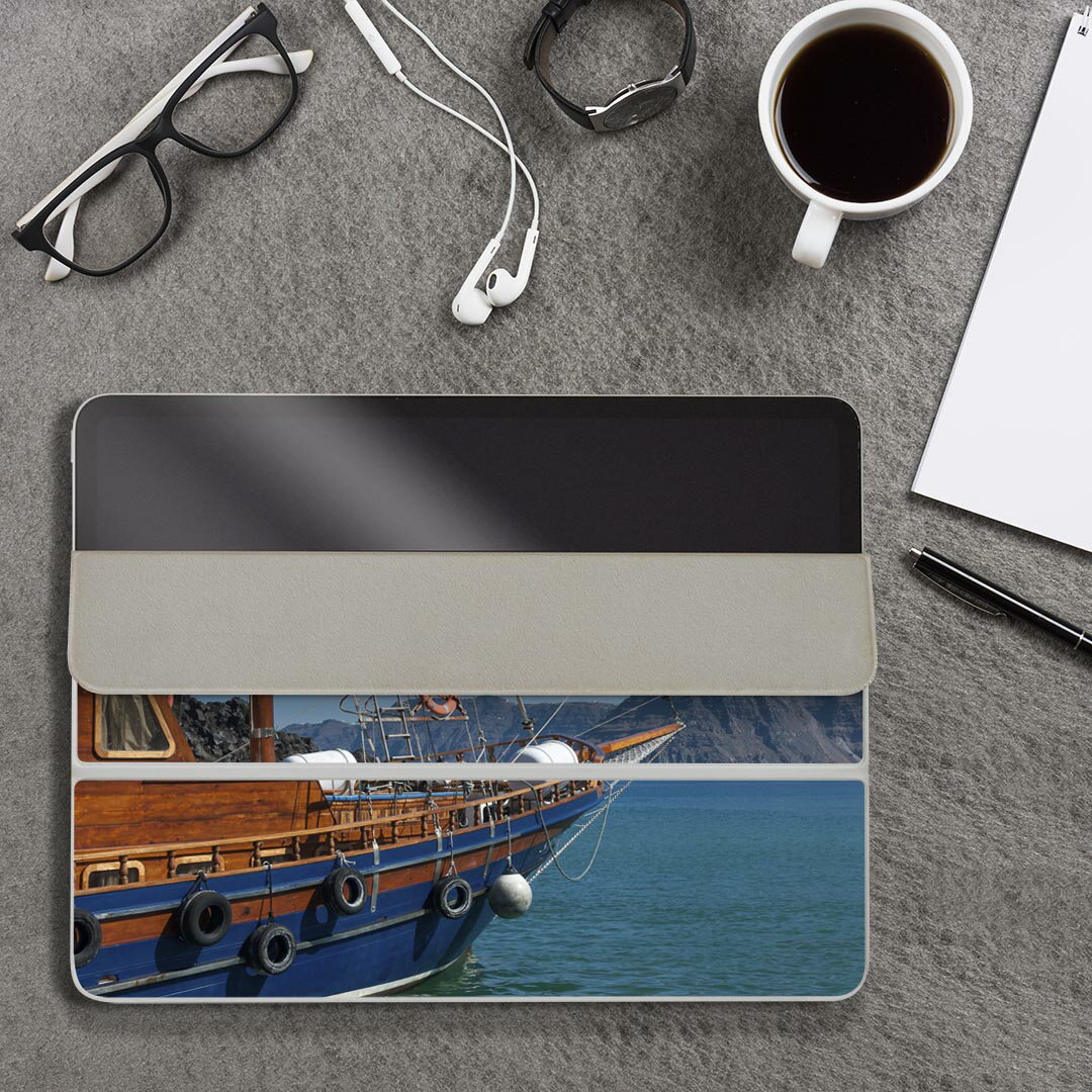 iPad Smart Folio 用 12.9インチ iPad Pro（第4世代、第5世代、第6世代）対応 apple アップル アイパッド　全面スキンシール フル 前面　背面 保護シール 人気 011098 海　船　空