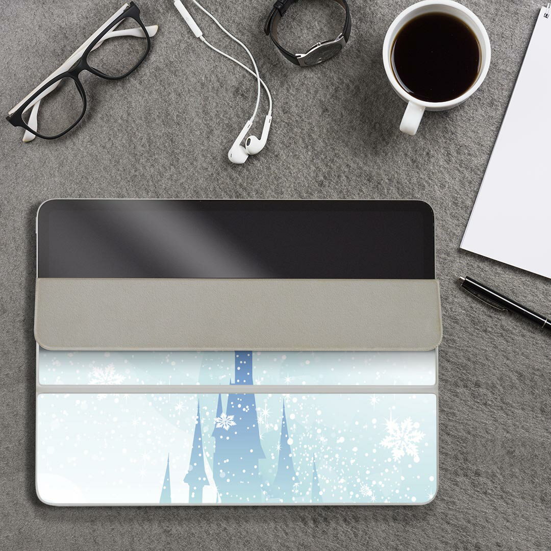 iPad Smart Folio 用 12.9インチ iPad Pro（第4世代、第5世代、第6世代）対応 apple アップル アイパッド　全面スキンシール フル 前面　背面 保護シール 人気 011289 お城　雪　結晶