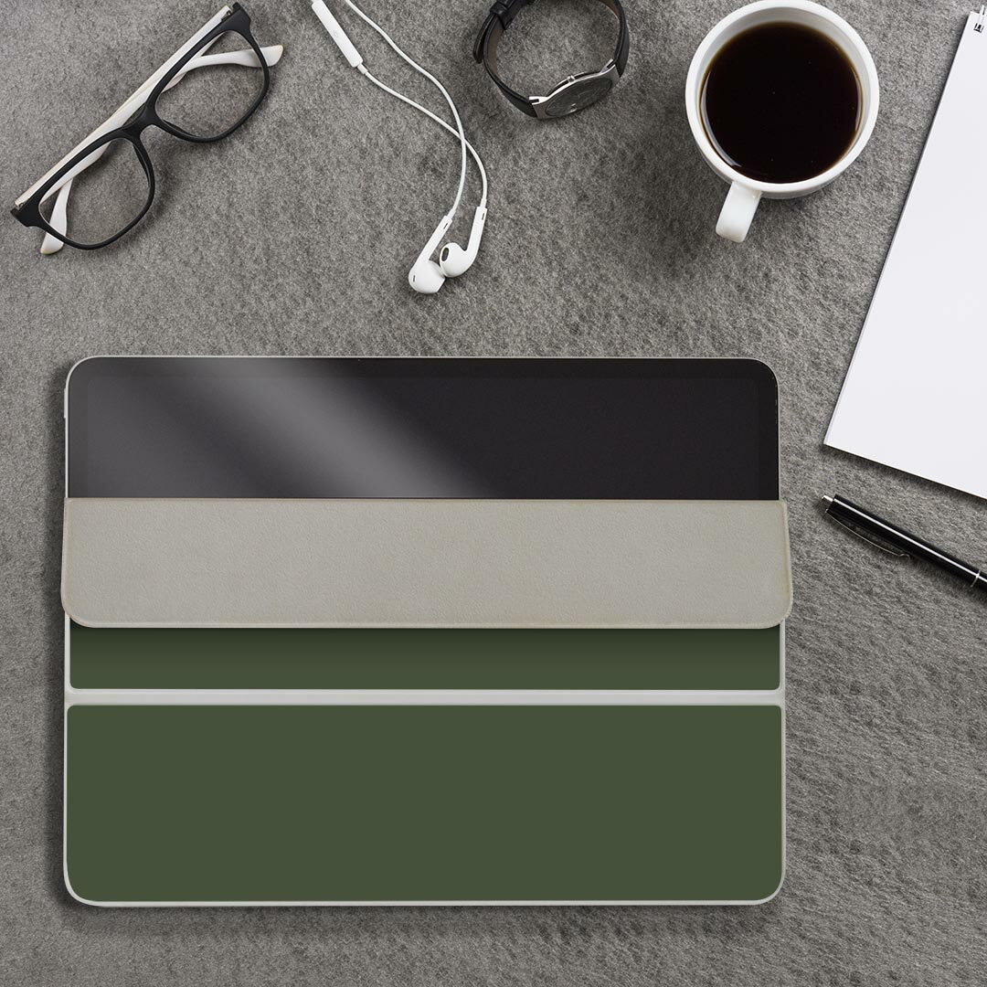 iPad Smart Folio 用 12.9インチ iPad Pro（第4世代、第5世代、第6世代）対応 apple アップル アイパッド　全面スキンシール フル 前面　背面 保護シール 人気 012248 緑　単色　シンプル 3