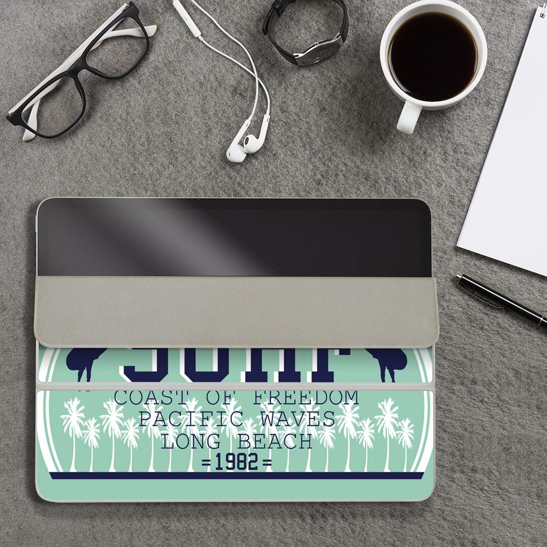 iPad Smart Folio 用 12.9インチ iPad Pro（第4世代、第5世代、第6世代）対応 apple アップル アイパッド　全面スキンシール フル 前面　背面 保護シール 人気 012455 サーフ　ロゴ　ビーチ