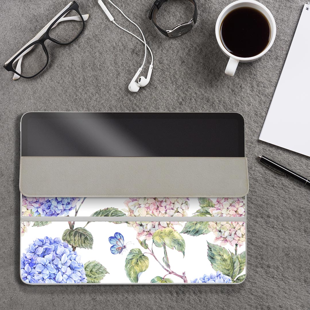 iPad Smart Folio 用 12.9インチ iPad Pro（第4世代、第5世代、第6世代）対応 apple アップル アイパッド　全面スキンシール フル 前面　背面 保護シール 人気 014672 花　　アジサイ