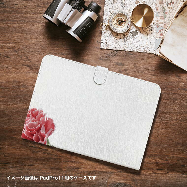 iPad10.9 第10世代 iPadPro13(M4) iPadPro11(M4) iPadPro11第1/2/3世代 iPadMini 第6世代 iPadAir第4世代 iPadAir13(M2) 用 タブレット ケース Apple アップル iPad専用ケース 手帳型 カバー 二つ折り 革 母の日　カーネーション　花 012937
