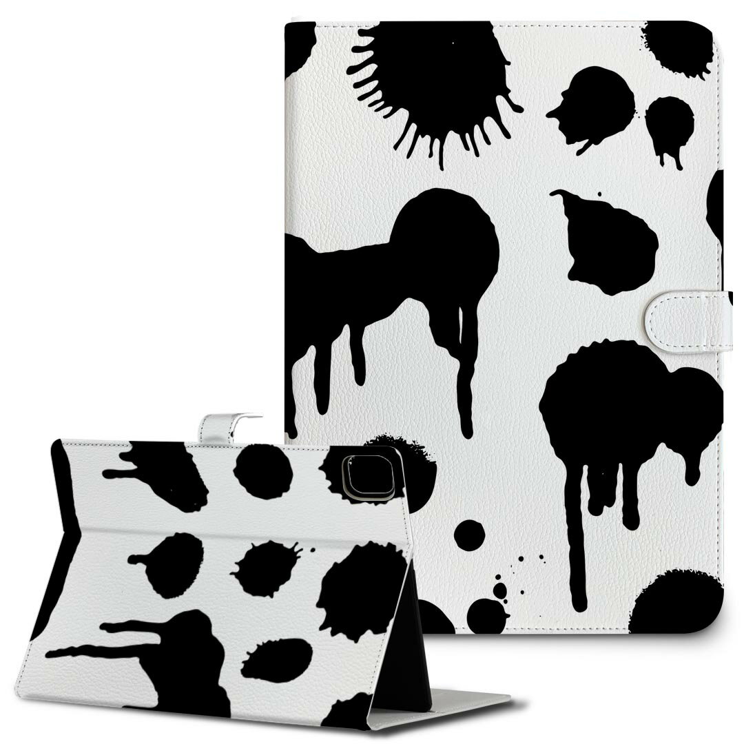Mobile Phone Cases - iPad10.9 第10世代 iPadPro13(M4) iPadPro11(M4) iPadPro11第1/2/3世代 iPadMini 第6世代 iPadAir第4世代 iPadAir13(M2) 用 タブレット ケース Apple アップル iPad専用ケース 手帳型 カバー 二つ折り 革 ペイント　黒　白 002786