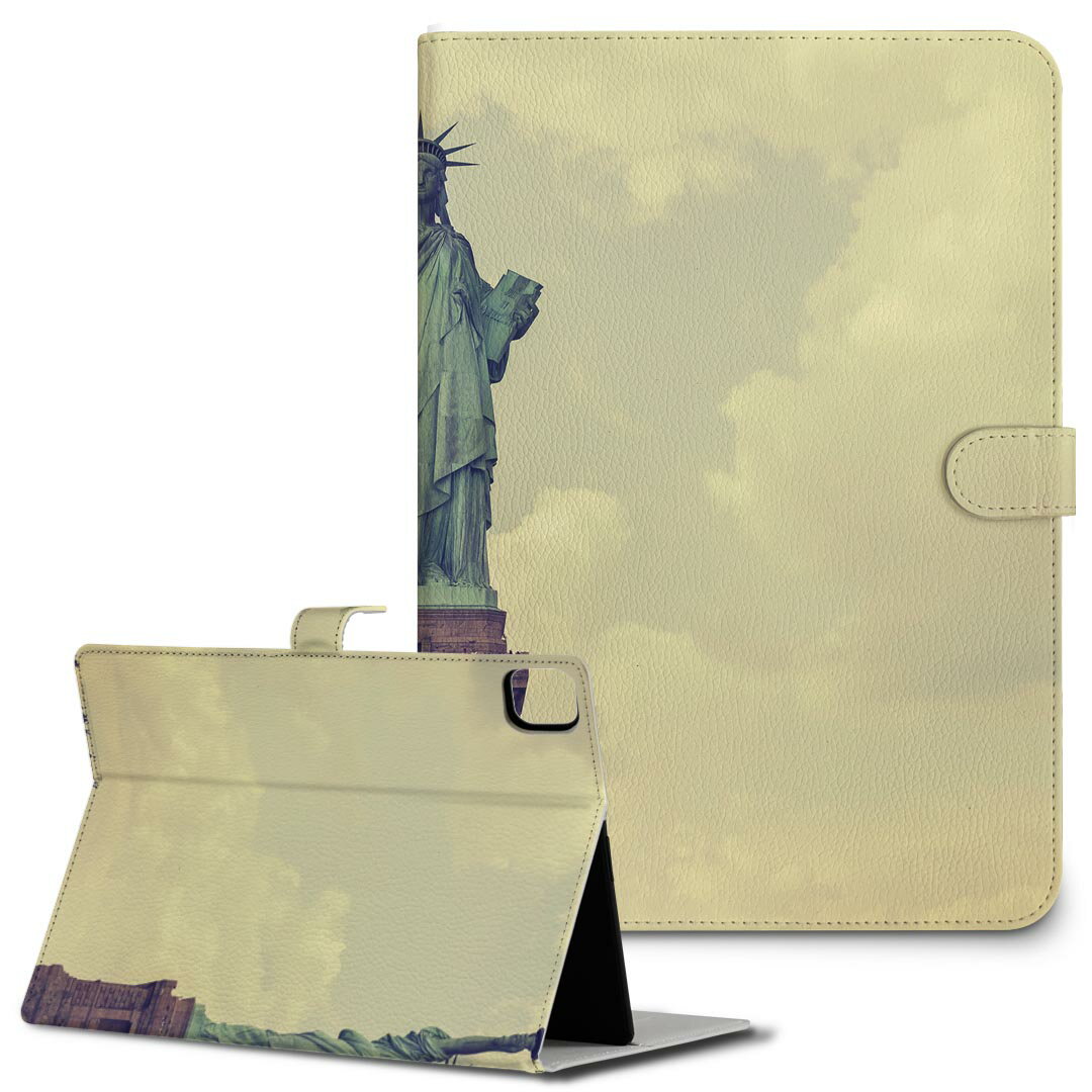iPad10.9 第10世代 iPadPro13(M4) iPadPro11(M4) iPadPro11第1/2/3世代 iPadMini 第6世代 iPadAir第4世代 iPadAir13(M2) 用 タブレット ケース Apple アップル iPad専用ケース 手帳型 カバー 二つ折り 革 外国　ニューヨーク　自由の女神 011333