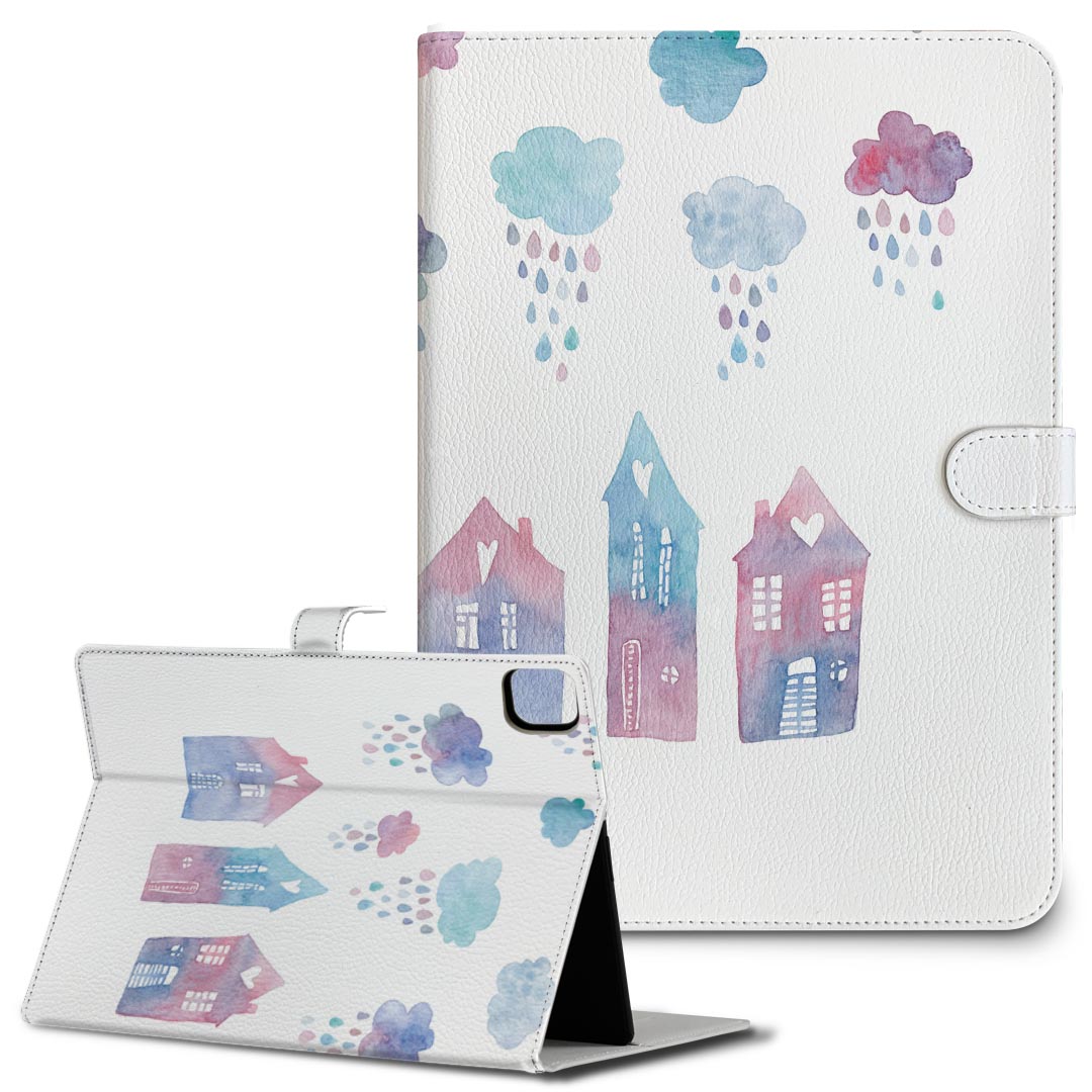 iPad10.9 第10世代 iPadPro13(M4) iPadPro11(M4) iPadPro11第1/2/3世代 iPadMini 第6世代 iPadAir第4世代 iPadAir13(M2) 用 タブレット ケース Apple アップル iPad専用ケース 手帳型 カバー 二つ折り 革 梅雨　雨の町　かわいい 017790