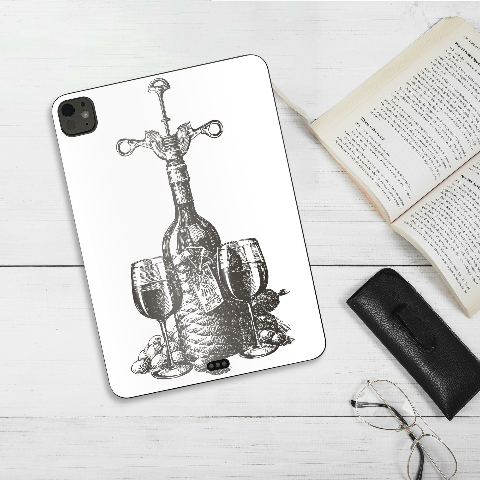 iPadPro 11(M4) iPadPro 13(M4) 2024年発売 第5世代 用 スキンシール 11インチ 13インチ ipad pro 対応 ノートパソコン カバー ケース フィルム ステッカー アクセサリー 保護 アンティーク　ワイン　モノクロ　009577