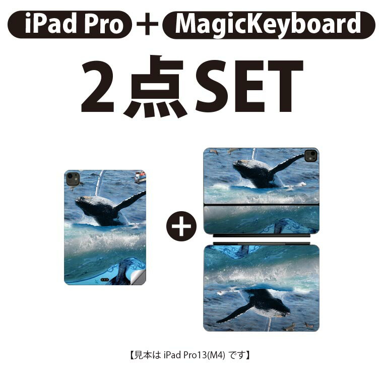 iPad Pro11(M4)用 iPad Pro13(M4)用 スキンシール 11インチ 13インチ Magic Keyboard keytop 2024年発売 第5世代 対応 各種セット 組み合わせ自由 全面 フル 前面 背面 保護シール 人気 海 鯨 写真 004897