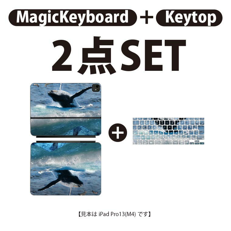 iPad Pro11(M4)用 iPad Pro13(M4)用 スキンシール 11インチ 13インチ Magic Keyboard keytop 2024年発売 第5世代 対応 各種セット 組み合わせ自由 全面 フル 前面 背面 保護シール 人気 海 鯨 写真 004897
