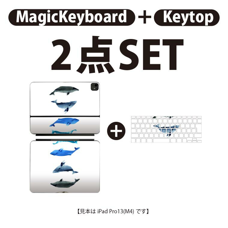 iPad Pro11(M4)用 iPad Pro13(M4)用 スキンシール 11インチ 13インチ Magic Keyboard keytop 2024年発売 第5世代 対応 各種セット 組み合わせ自由 全面 フル 前面 背面 保護シール 人気 魚 海 くじら シャチ 015831