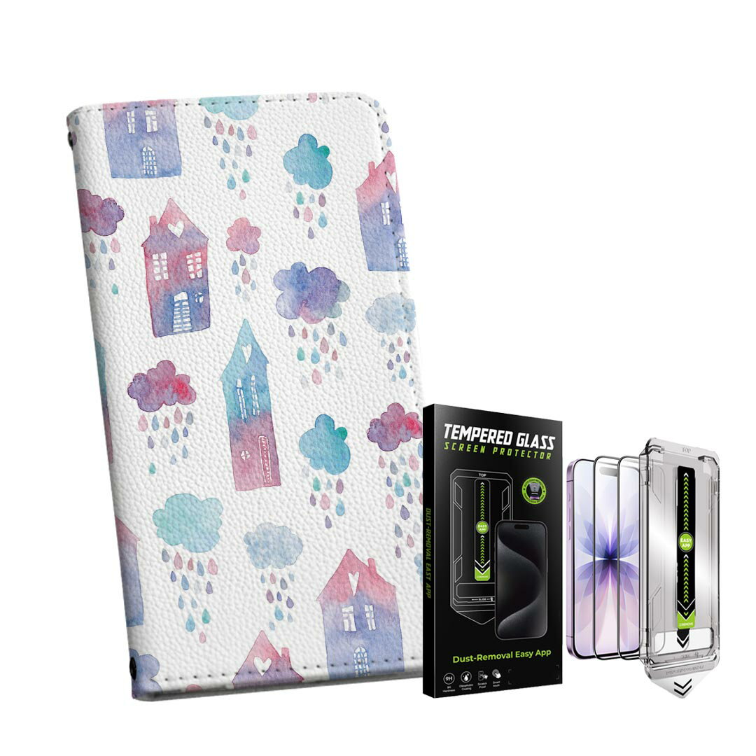 iPhone13pro 6.1インチ 専用 各キャリア iPhone13 Pro プロ 共通対応 手帳型ケース ガラスフィルム 2枚 セット 手帳型ケース カバー マグネット式 ピタッと閉まる レザーケース カード収納 ポケット igcase 020820 梅雨 rainy season