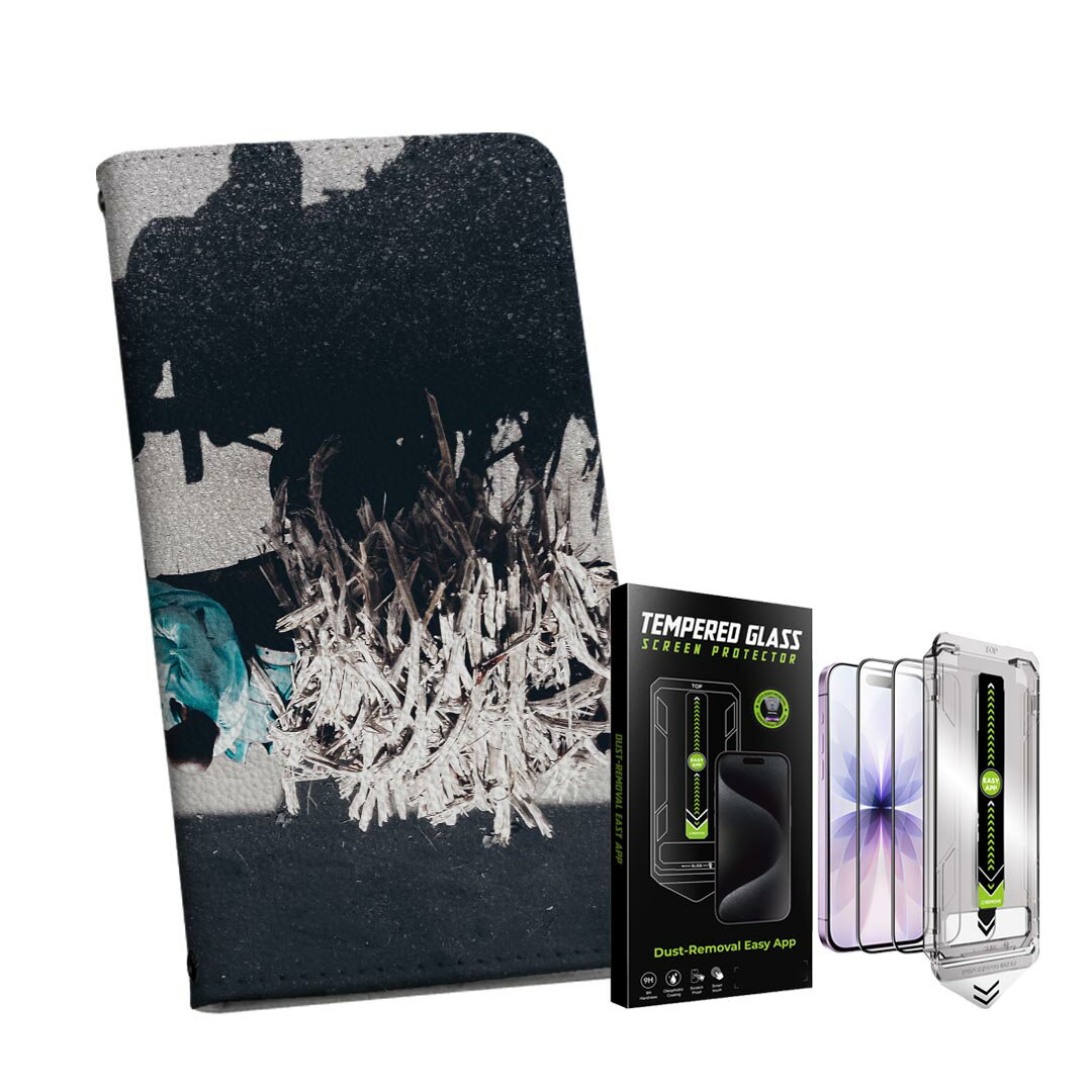 iPhone 13 6.1インチ 用 手帳型ケース ガラスフィルム 2枚 セット 各キャリア 共通対応 手帳型ケース カバー マグネット式 ピタッと閉まる レザーケース カード収納 ポケット igcase 036017 人 動物 影