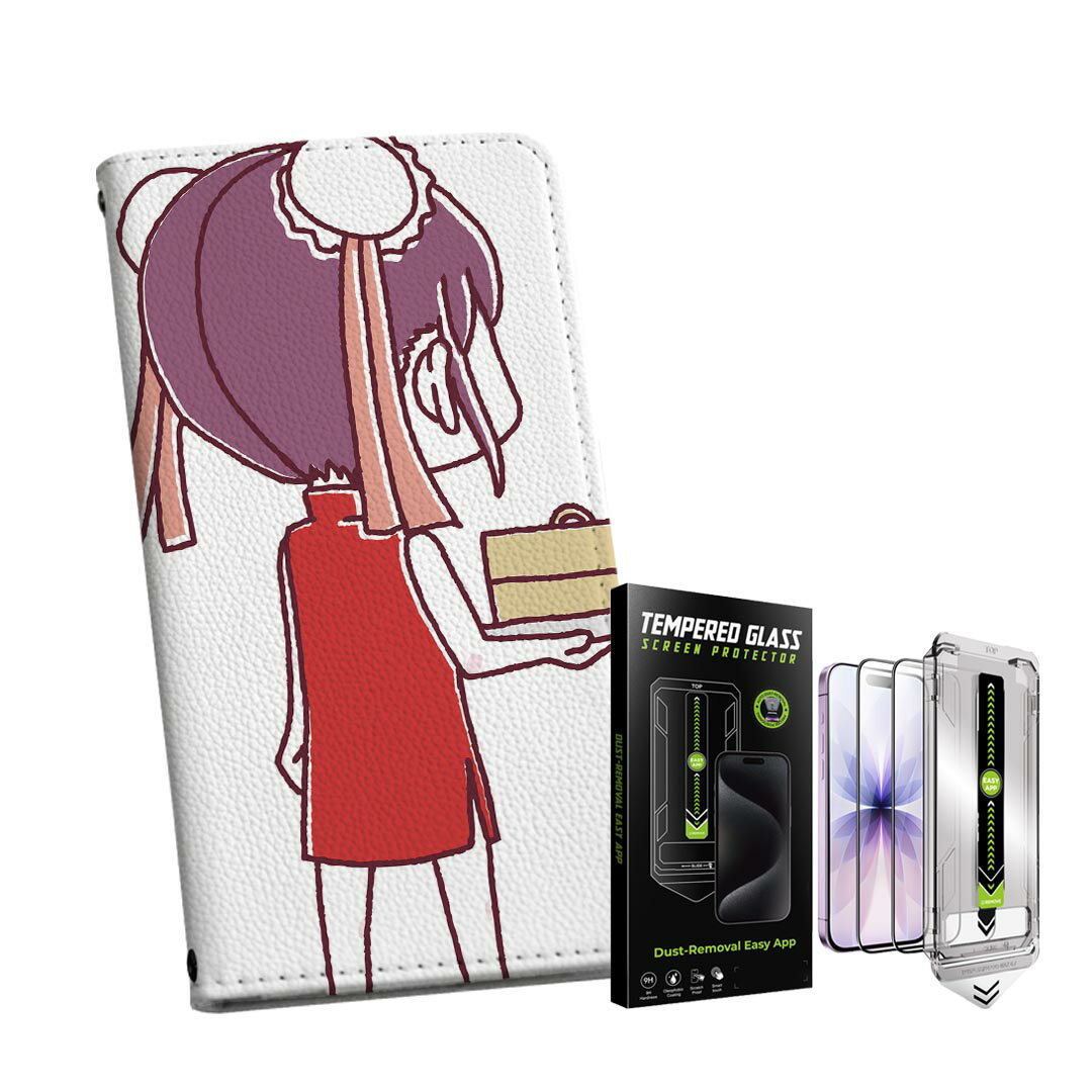 iPhone 16pro 用 6.3インチ 手帳型ケース ガラスフィルム 2枚 セット 各キャリア 共通対応 手帳型ケース カバー マグネット式 ピタッと閉まる レザーケース カード収納 ポケット igcase 006133 パンダ　チャイナ　イラスト