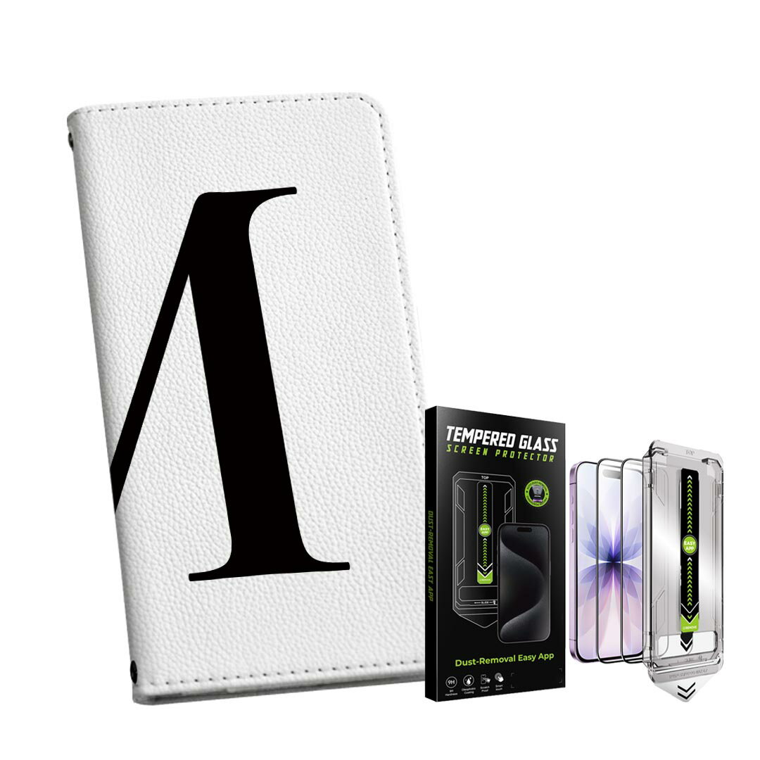 Mobile Phone Cases - iPhone13pro 6.1インチ 専用 各キャリア iPhone13 Pro プロ 共通対応 手帳型ケース ガラスフィルム 2枚 セット 手帳型ケース カバー マグネット式 ピタッと閉まる レザーケース カード収納 ポケット igcase 019546 文字 m アルファベット