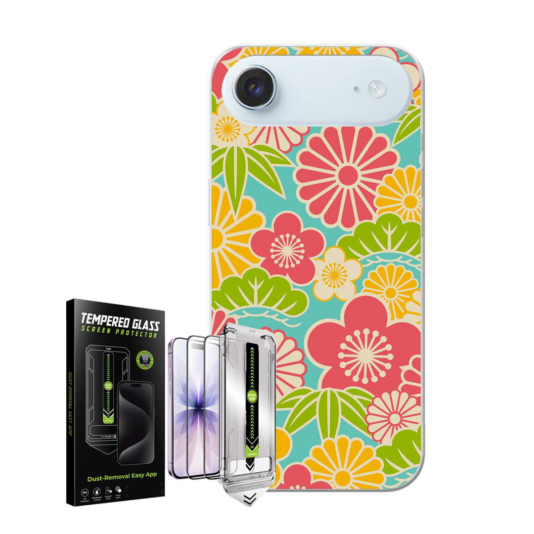 Rakuten - iPhone Air 用 スマホカバー ガラスフィルム 2枚 セット 各キャリア 共通対応 ケース カバー ハードケース igcase 005220 和風　和柄　花