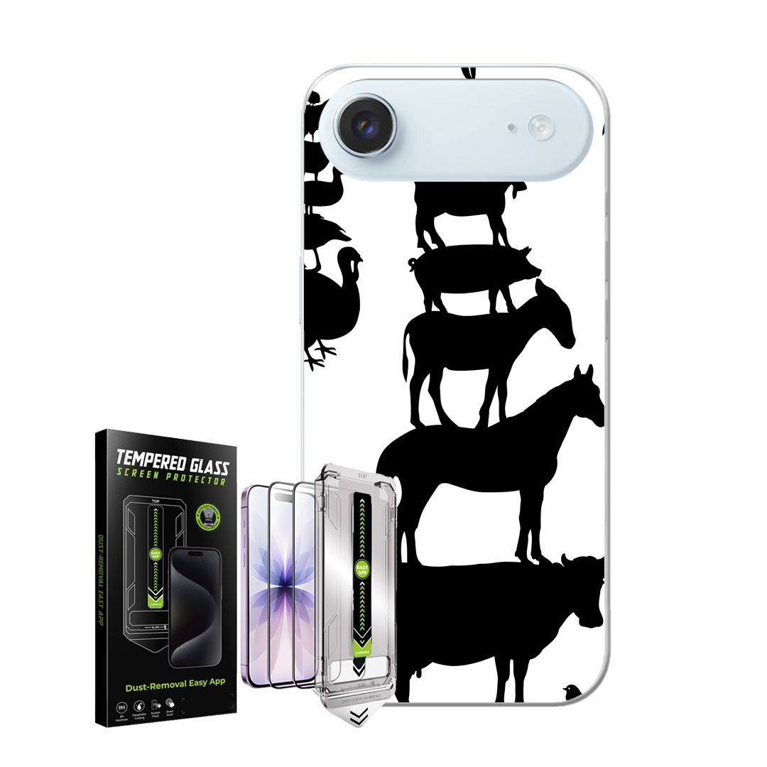 iPhone Air 用 スマホカバー ガラスフィルム 2枚 セット 各キャリア 共通対応 ケース カバー ハードケース igcase 005955 動物　影　ブレーメン