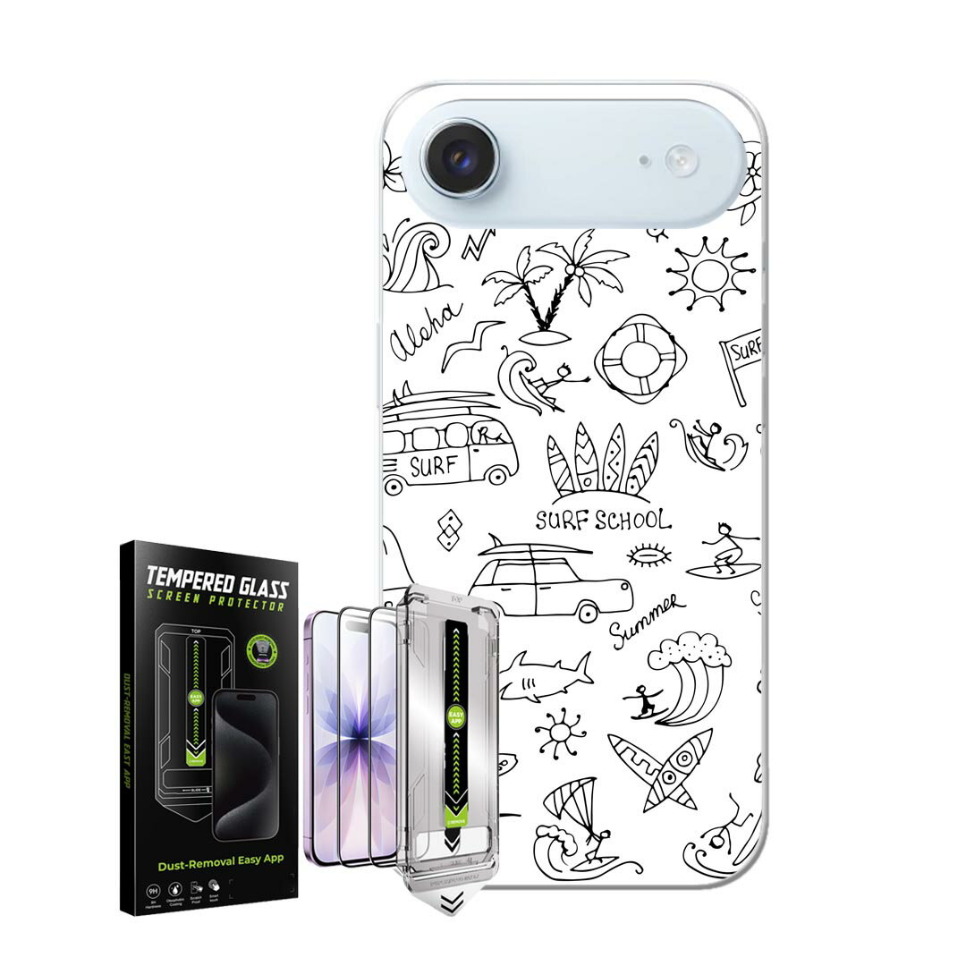 Rakuten - iPhone Air 用 スマホカバー ガラスフィルム 2枚 セット 各キャリア 共通対応 ケース カバー ハードケース igcase 014604 サーフィン　海　夏
