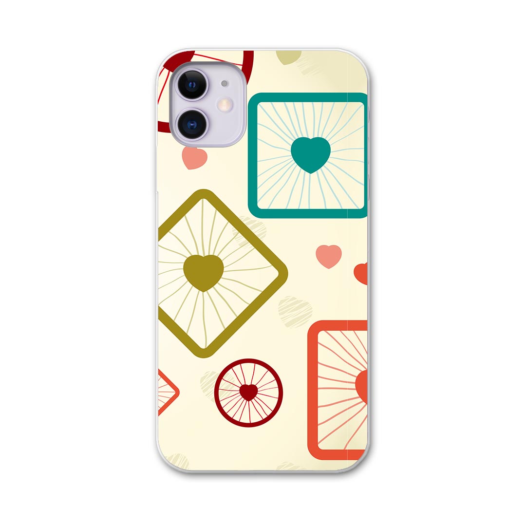 iPhone11 6.1インチ 専用 ソフトケース docomo ドコモ ソフトケース スマホカバー スマホケース ケース カバー tpu 004262 ラブリー ハート　カラフル　模様