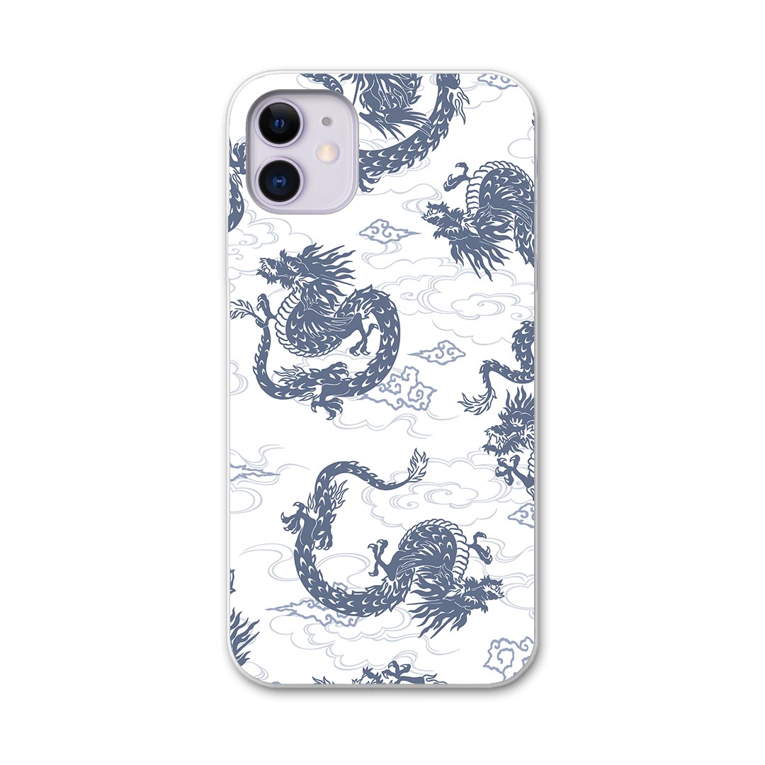 iPhone11 6.1インチ 専用 ソフトケース docomo ドコモ ソフトケース スマホカバー スマホケース ケース カバー tpu 007974 アニマル 和風　和柄　龍　青　ブルー